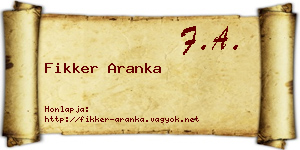 Fikker Aranka névjegykártya
